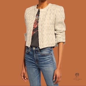 Sigrid Olsen Cafe Au Lait Brown Lace Overlay Open Front Lightweight Jacket L